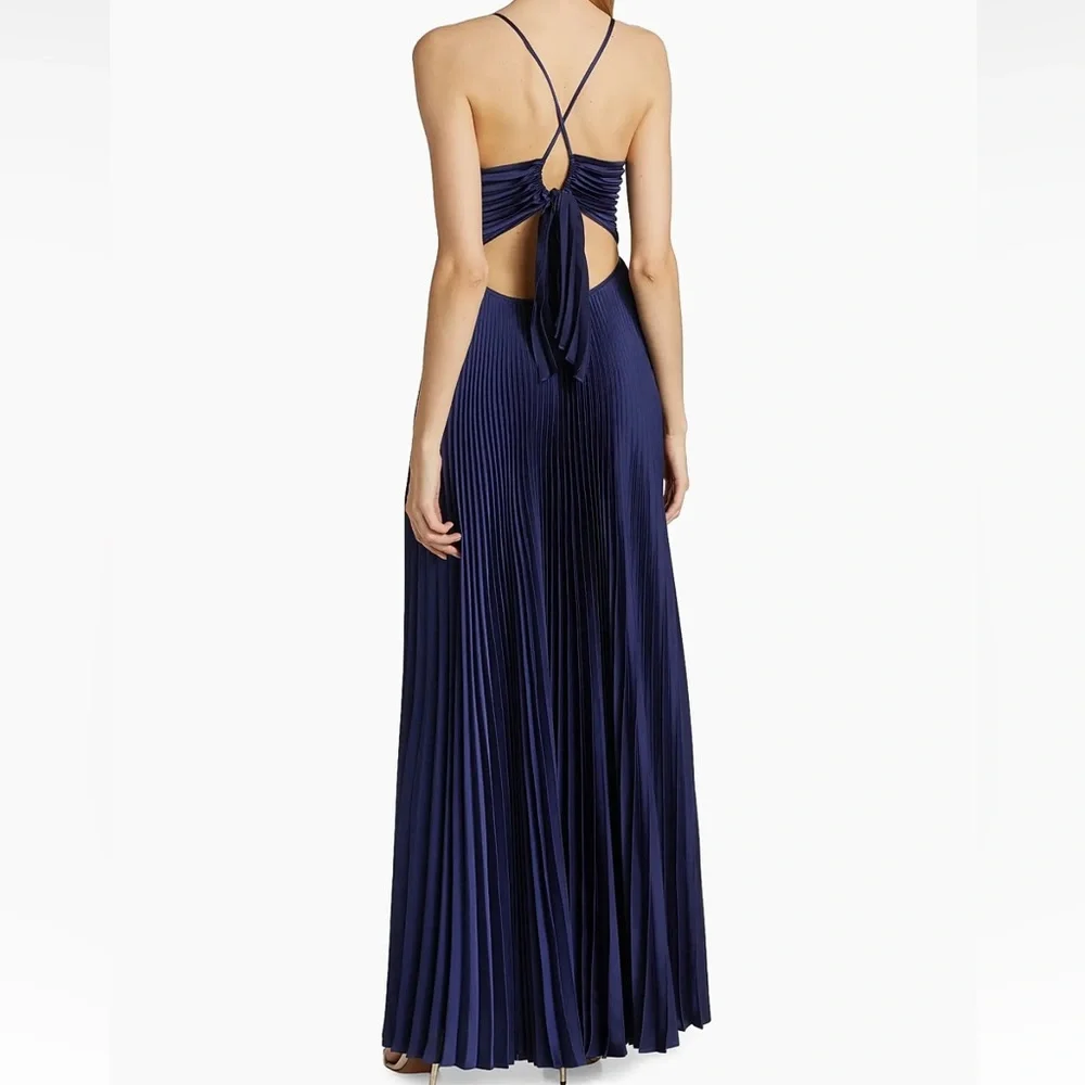 A.L.C. Revolve Aries Satin Pleated Dress NWTWD Size 0 - Picture 3 of 10